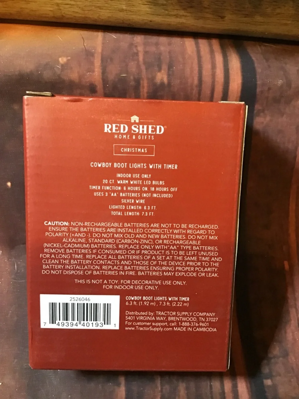 Red shed cowboy boots lights W/timer indoor only-New